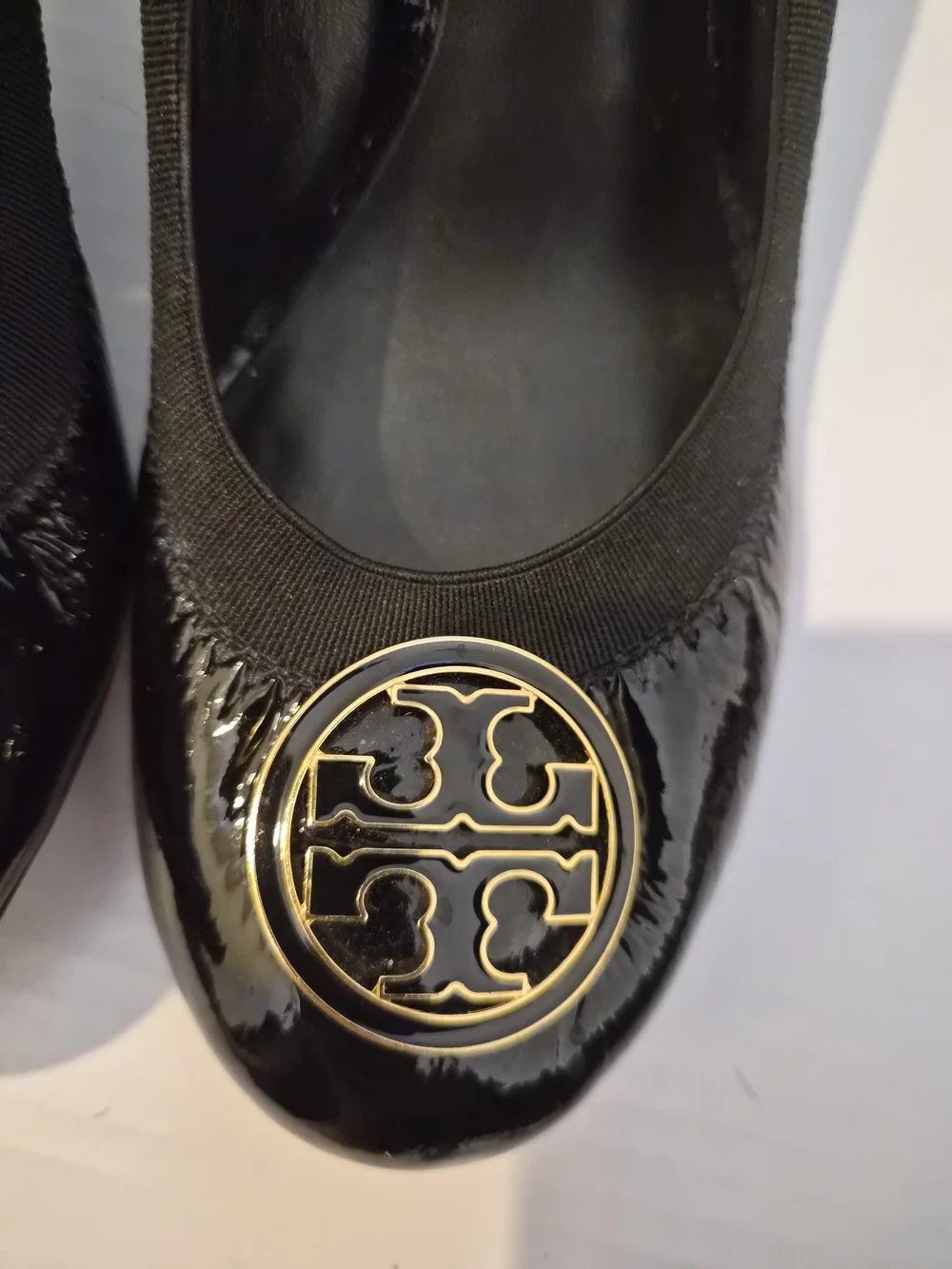 Tory Burch Black Patent Leather Logo Heels